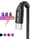 USLION 3A LED USB Type C Cable Fast Charge Wire C