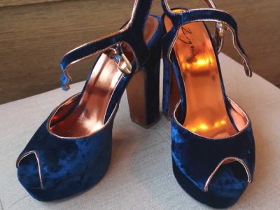Blue velvet shoes, size 37, Zigi brand