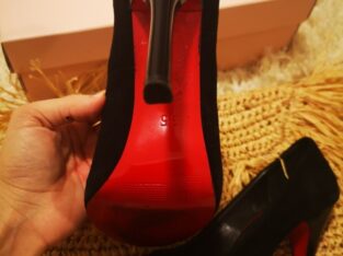 Black suede red bottom heels