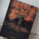 acrylic oil painting A bright tree in in the dark
